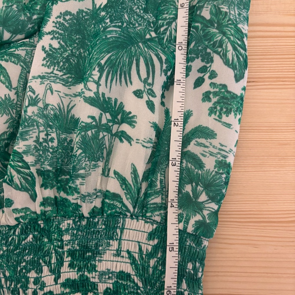 Vineyard Vines S Marthas Vineyard Tropical Toile Tie-Neck Midi Dress Green/White - Picture 15 of 16